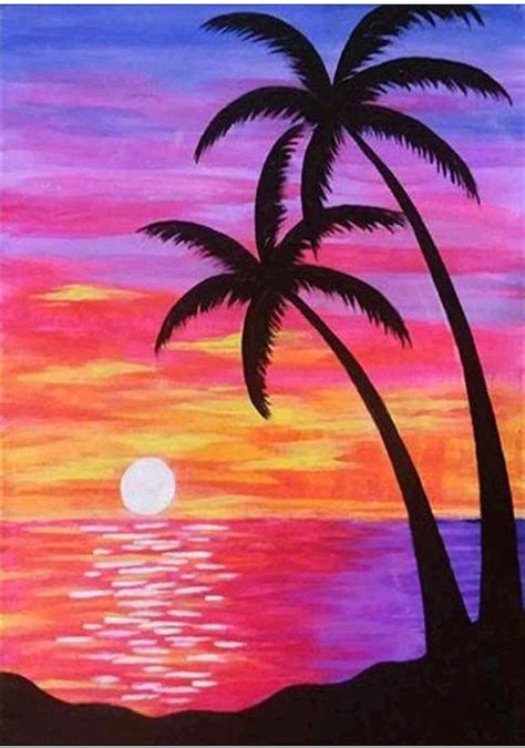 Sunset Beach Paintings Easy
